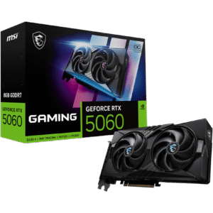 MSI GeForce RTX 5060 8G GAMING OC – NVIDIA Blackwell. 8GB GDDR7. 3840 CUDA Cores. 2640 MHz Boost. HDMI 2.1b. DisplayPort 2.1b. PCIe 5.0 x8