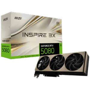 MSI GeForce RTX 5080 INSPIRE 3X OC – 16 GB GDDR7. 10752 CUDA. Triple StormForce Fans. PCIe 5.0. 360W TGP