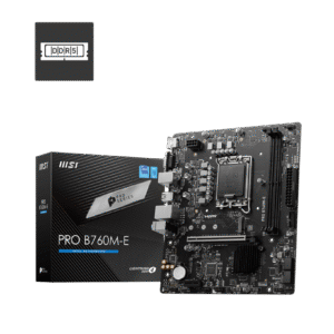 MSI PRO B760M-E DDR5 Micro-ATX Motherboard – LGA1700. Intel B760. DDR5-5333+ OC. PCIe 4.0 x16. HDMI. VGA. USB-C. 6+2+1 Phase Power Design