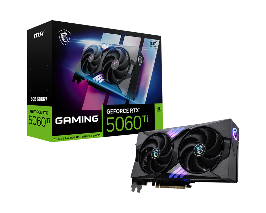 MSI GeForce RTX 5060 Ti 8G GAMING OC – 8 GB GDDR7. 28 Gbps. Twin Frozr 10 Cooling. PCIe 5.0. 180W. 4-Display Output