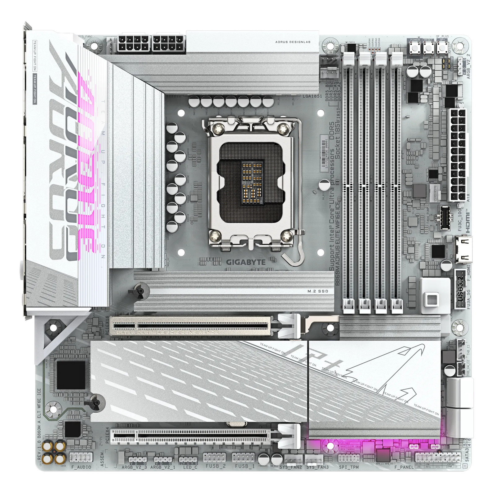 GIGABYTE B860M AORUS ELITE WIFI6E ICE mATX Motherboard – Intel B860. LGA 1851. DDR5. 3× M.2 (1× PCIe 5.0). Wi-Fi 6E. USB4 Type-C:圖片 2