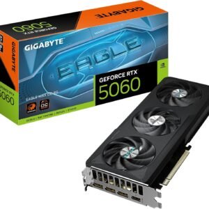 GIGABYTE GeForce RTX 5060 EAGLE MAX OC 8GD – 8 GB GDDR7. 128-bit. PCIe 5.0. 2550 MHz Boost. WINDFORCE Cooling. DisplayPort 2.1b×3 & HDMI 2.1b