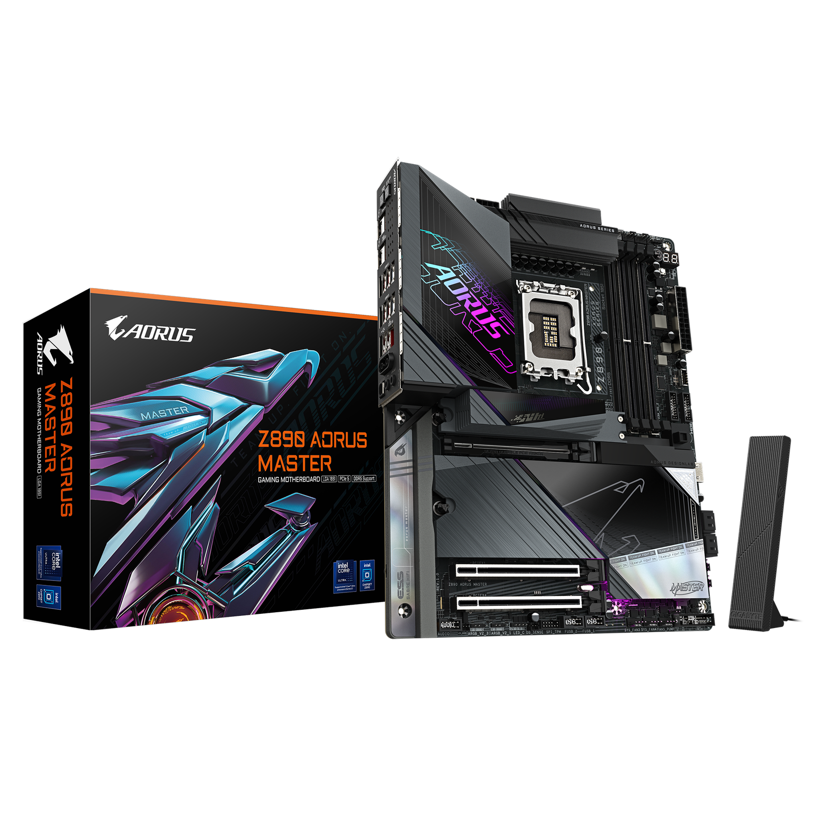 Gigabyte Z890 AORUS MASTER ATX Motherboard – LGA 1851. DDR5 (OC). PCIe 5.0. 5× M.2. Dual Thunderbolt 4. Wi‑Fi 7. Dual 10GbE